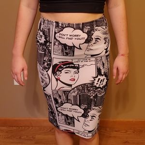 Comic book midi skirt